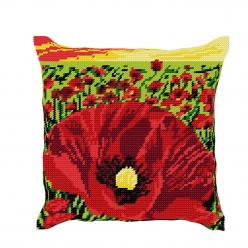 kit coussin demi point coquelicot