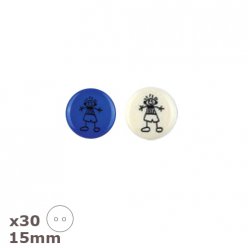 30 boutons blancs ou bleus petit garcon 15mm dill