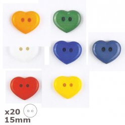 20 Boutons coeur 15mm Dill couleurs au choix