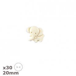 30 Boutons éléphant blanc 20mm Dill