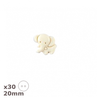 30 boutons elephant blanc 20mm dill