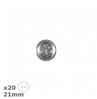 20 boutons argent antique ancre 21mm dill