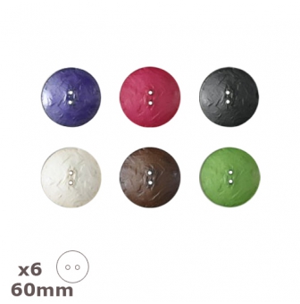 6 boutons grands ronds 60mm dill couleurs au choix