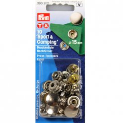 10 boutons pression sport et camping recharges argent 15mm
