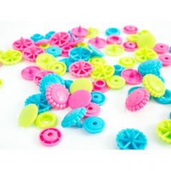 assortiment de 3 coloris de boutons de pression fleurs love 124 mm
