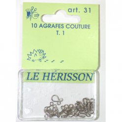agrafes couture courante t1  10pcs nickele blanc