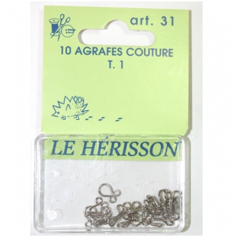 agrafes couture courante t1  10pcs nickele blanc