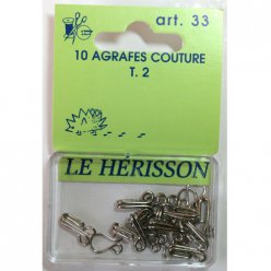 agrafes couture courante t2  10pcs nickele blanc