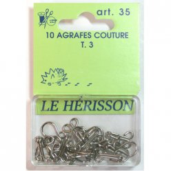 agrafes couture courante t3  10pcs nickele blanc