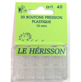 boutons pressions plastique 10 mm x 20
