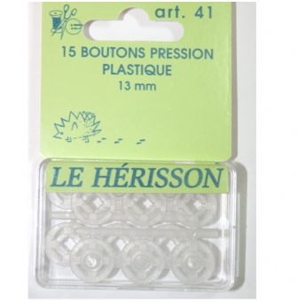 bouton pression plastique transparent 13mm x15