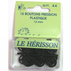 bouton pression plastique noir 13mm x15
