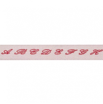 ruban tisse 12mm a message abcdef rouge