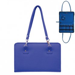 sac en simili cuir bleu pour aiguille a tricoter  thames bag