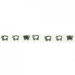 Ruban coton 15mm : mouton blanc et noir