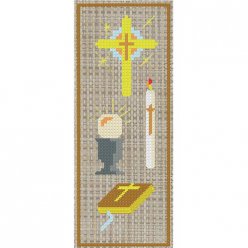 kit a broder point de croix marque page  communion