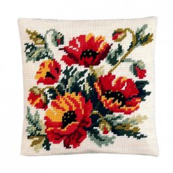 Kit coussin demi-point Coquelicots