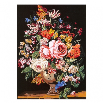 canevas antique le vase de fleurs  45x60cm