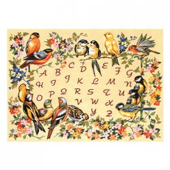 canevas antique l alphabet des oiseaux  45x60cm