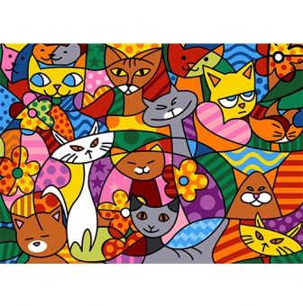 canevas antique color cats  45x60cm