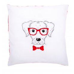 kit coussin broderie traditionnelle chien a lunettes