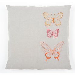 Kit coussin broderie traditionnelle PAPILLONS ORANGES