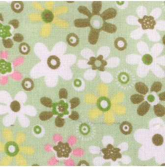 coupon de tissu en coton fleurs vert 55 cm