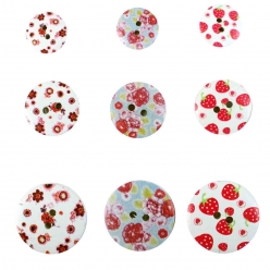 boutons en bois blanc fleurs fruits 15 a 25 cm 9 pieces