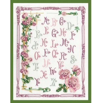 kit broderie traditionnelle abc aux roses