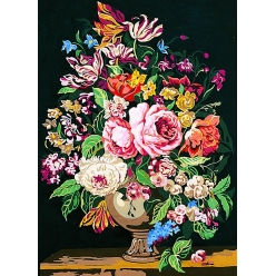 canevas antique le vase de fleurs 45x60cm