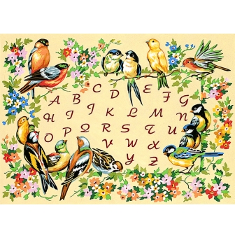 canevas antique l alphabet des oiseaux 45x60cm