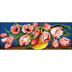 canevas antique debordement de tulipes 25x60cm