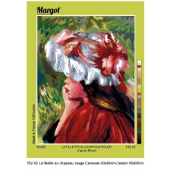 Canevas Margot La Fillette Au Chapeau Rouge De Monet 60x80 cm