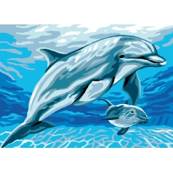 canevas antique dauphins 32x50 cm
