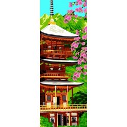 canevas antique temple japonais 30x65cm