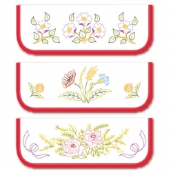 pochettes serviettes a broder assortis theme fleurs a 6 pieces